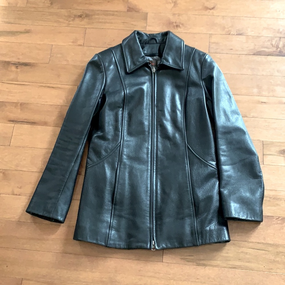 Black Danier leather coat